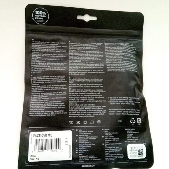 New 3 PCS Adidas Black & Gold Juventus Non-Medical Reusable Face Mask Size M/L - Picture 11 of 11